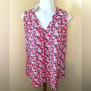 Michael Kors Womens Multicolor Floral Sleeveless V-Neck Modern Blouse